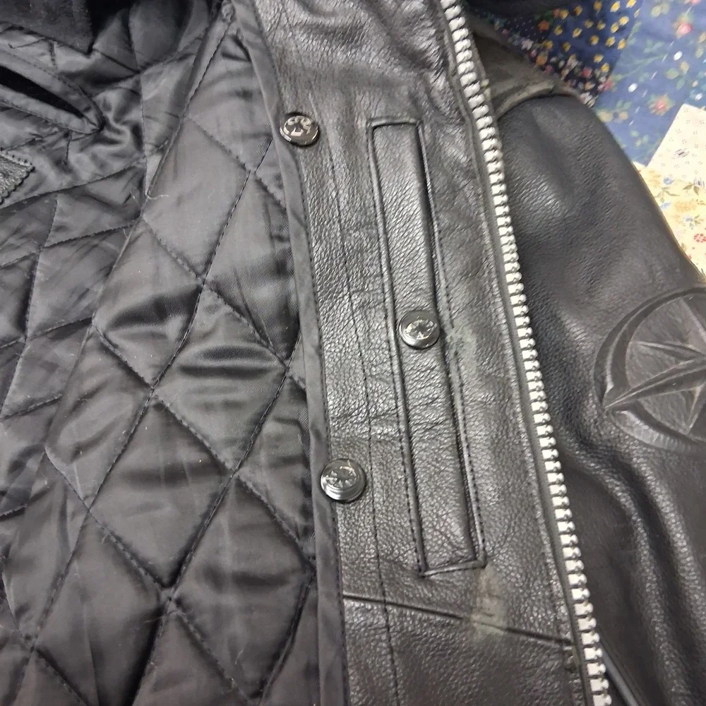 Yamaha Star Motorcycle Leather Riding Jacket Size XL Black Removable Lining